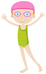 Girl in swimming suit and goggles