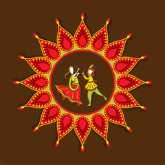celebrate navratri festival with dancing garba design vector