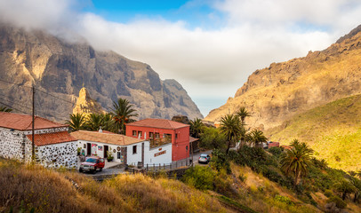 Obraz premium Huge rocks and small village in the Tenerife's nature...