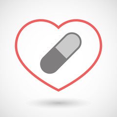 Line heart icon with a pill