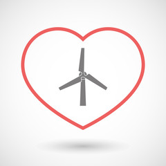 Line heart icon with a wind generator