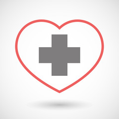 Line heart icon with a pharmacy sign