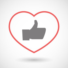 Line heart icon with a thumb up hand
