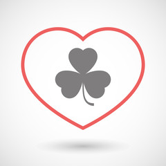 Line heart icon with a clover