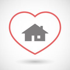 Line heart icon with a house