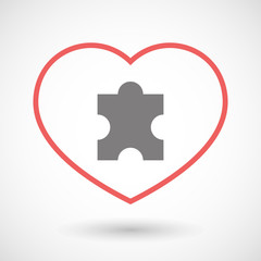 Line heart icon with a puzzle piece