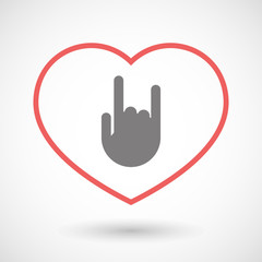 Line heart icon with a rocking hand