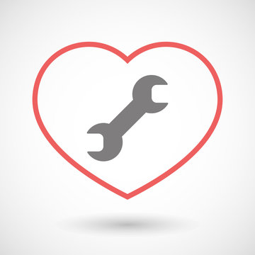 Line heart icon with a wrench