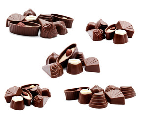 Collection of photos assortment of chocolate candies