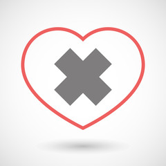 Line heart icon with an irritating substance sign