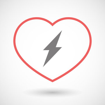 Line heart icon with a lightning
