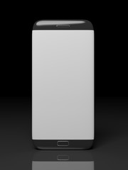 Smartphone blank screen template, isolated on black background.