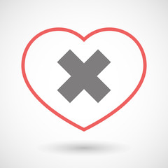 Fototapeta premium Line heart icon with an x sign