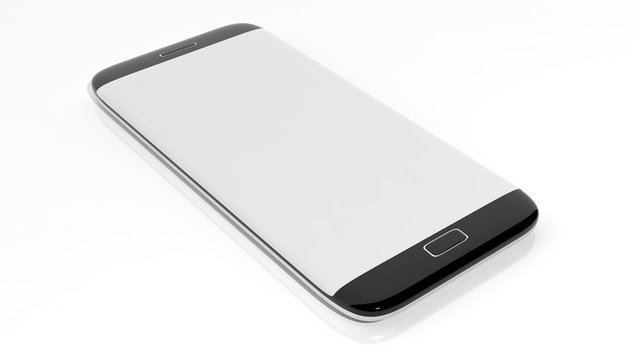 Smartphone blank screen template, isolated on white background.
