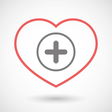 Line heart icon with a sum sign