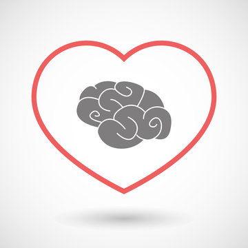 Line heart icon with a brain