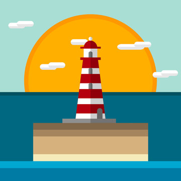 Lighthouse icon flat