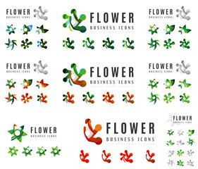 Set of company logotype branding designs, flower blooming
