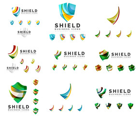 Set of company logotype branding designs, shield protection
