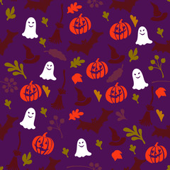 Vector seamless halloween pattern.