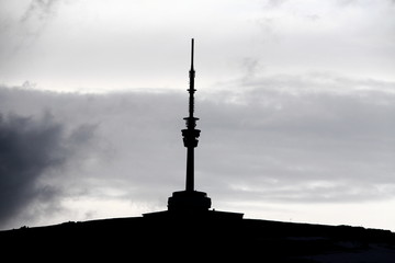 Broadcasting tower silhouette