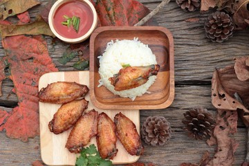 Fried chicken wings with sauce of delicious.