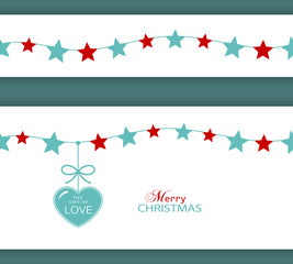 Christmas star border and heart. The Gift of Love
