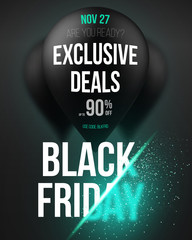 Black Friday Sale Air Balloon Poster Template with Explosion Eff