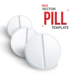 Set of Photorealistic Medicine Pill Isolated on White Background