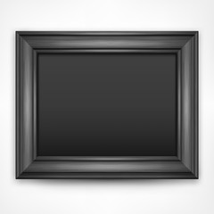 Picture black wooden frame isolated on white, vector