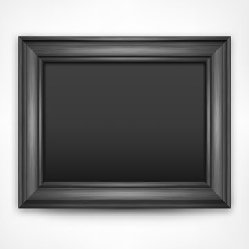 Picture black wooden frame isolated on white, vector