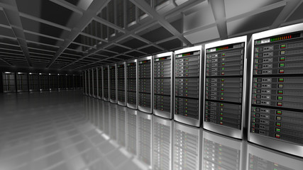 Modern interior of server room in datacenter