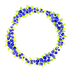 berry wreath. berries.Fresh berries. watercolor wreath.