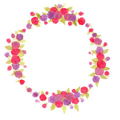 berry wreath. berries.Fresh berries. watercolor wreath.