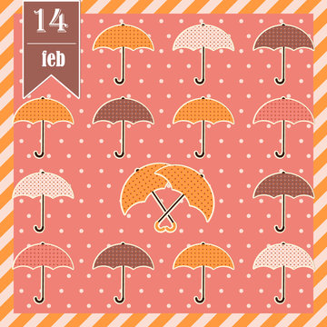 Valentines card with umbrellas