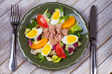 Tuna salad. Top view.