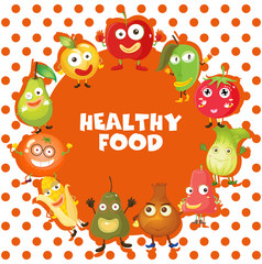 Healthy food theme with fruits and vegetables