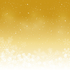 Fototapeta na wymiar Christmas snowflakes on golden background