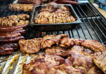sausages and cooking meat