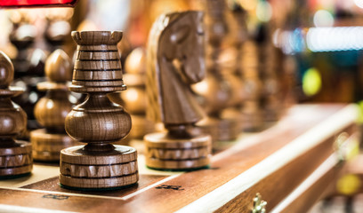wooden chess in a shop