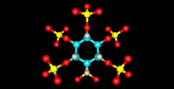 Phytic acid molecular structure on black background