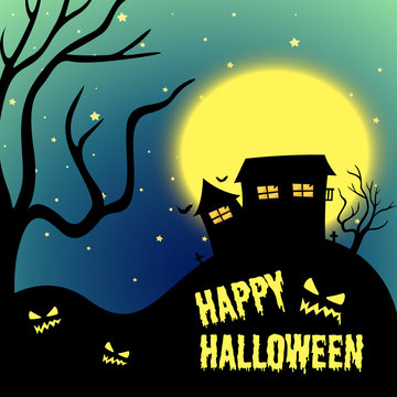 Halloween night with haunted house