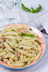 Tuna, basil and caper penne