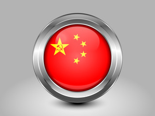 China Variant Flag. Metal Round Icon