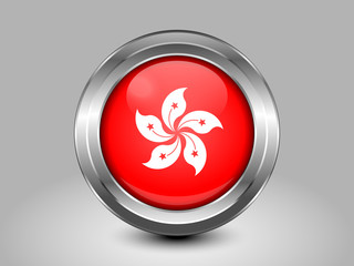 China Flag of Hong Kong. Metal Round Icon
