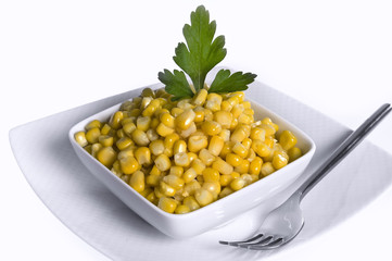 Corn in grain on white background