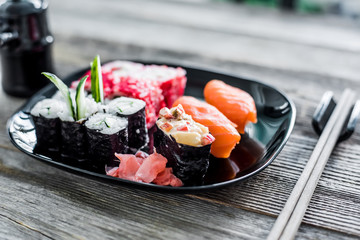 assorted sushi on a plate