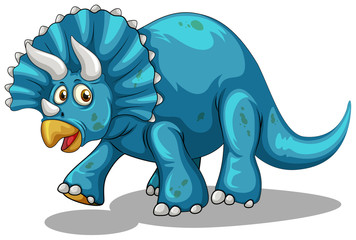 Obraz premium Blue dinosaur with horns