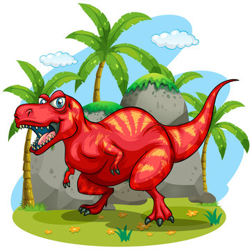 T-Rex standing on grass