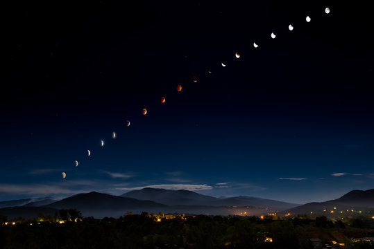Blood Moon/Supermoon Eclipse Over Santa Fe